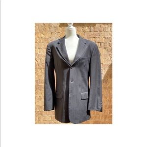 Calvin Klein Two Piece Striped Wool Suit in Grey